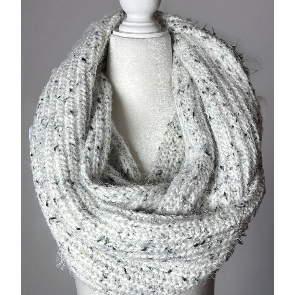 Calvin Klein Infinity Scarf  White Black Tones 33” X 12” Accessories